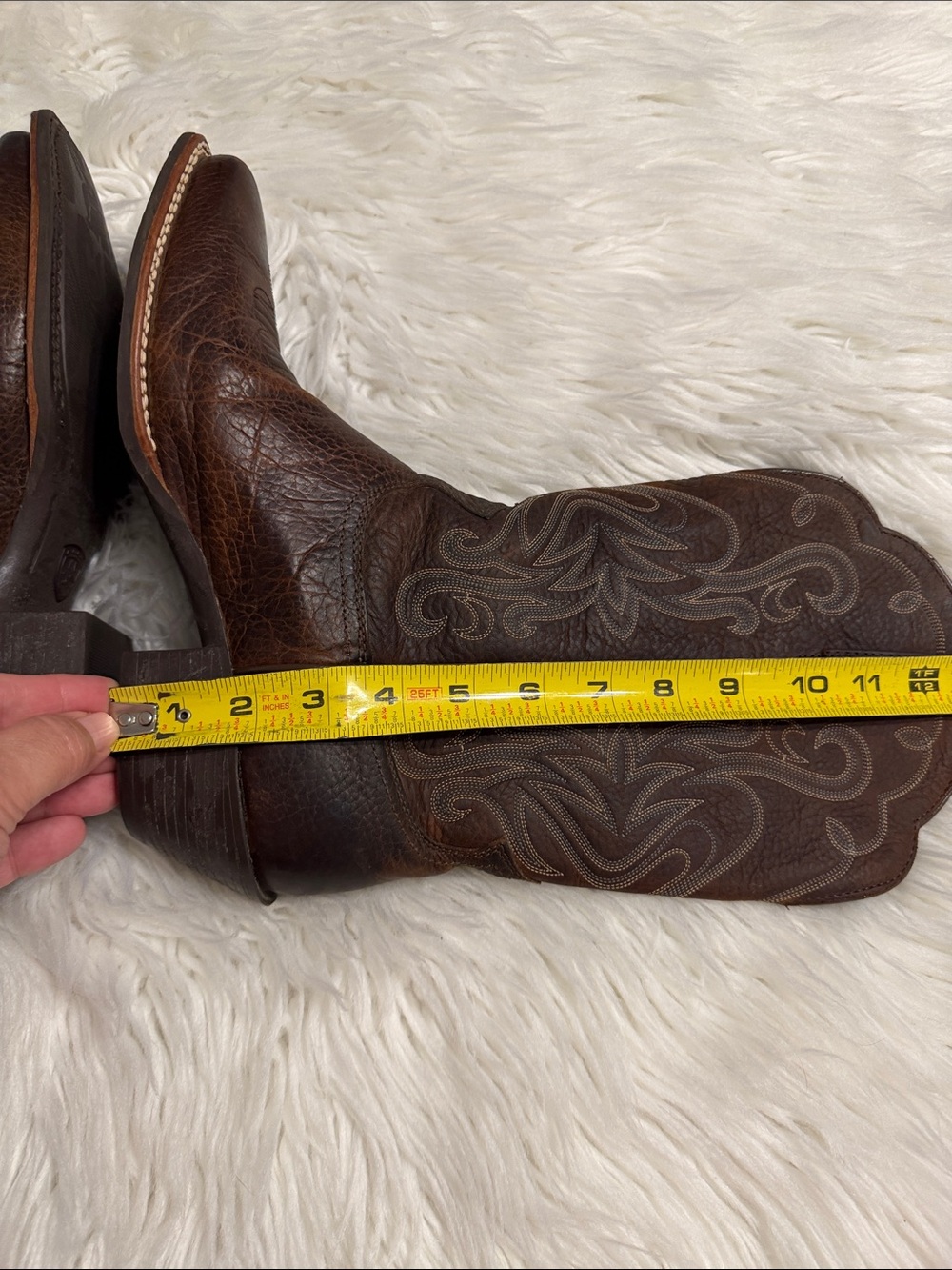 Ariat Brown Leather Western Boot Interior Detail size 8.5 BNWOT - Picture 6 of 12